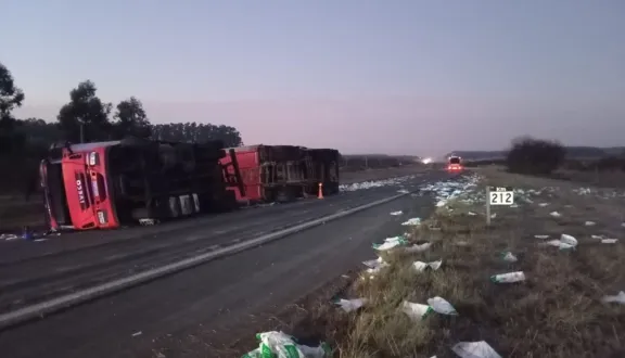 Concordia: demoras por el vuelco de un camión en la Ruta Nacional